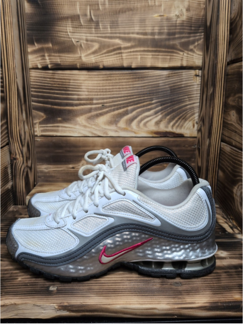 Nike Reax Run 5 Womens Running Shoes Size 8 White Silver Pink 407987-116